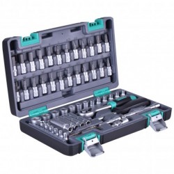 Jogo de Soquetes com 57 Peças Encaixe 1/4" 14101 Stels Jogo de Soquetes com 57 Peças Encaixe 1/4" 14101 Stels