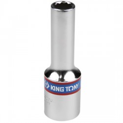 Soquete Estriado Longo 8 mm com Encaixe de 1/2 Pol. - KING TONY-423008